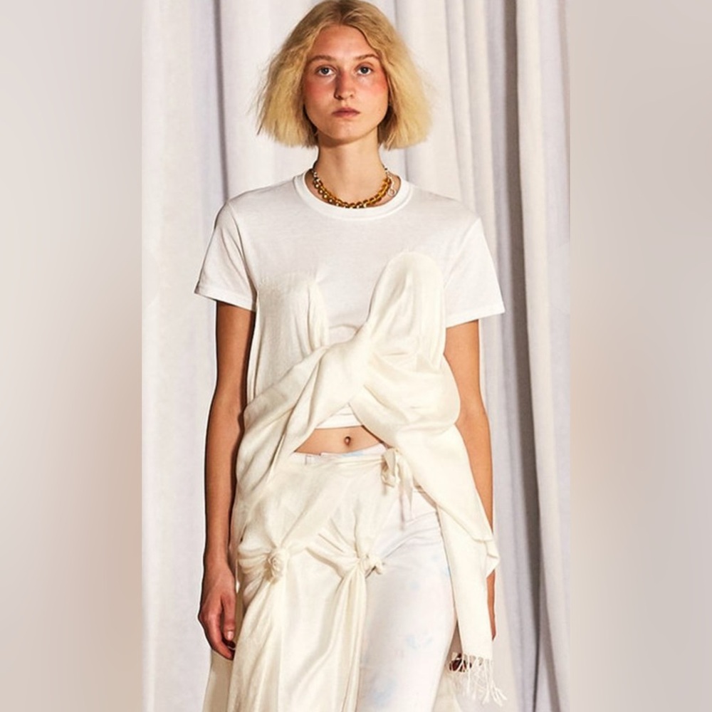COLLINA STRADA Pashmina Scarf Tee White Size XS